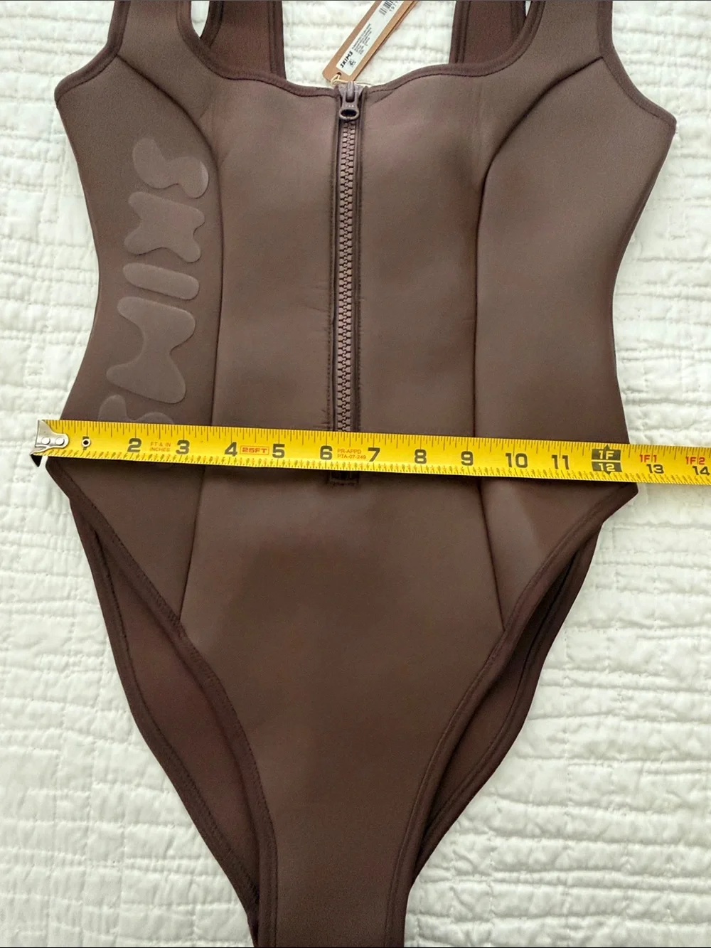SKIMS Chocolate Brown Zip-Front One-Piece Swimsuit